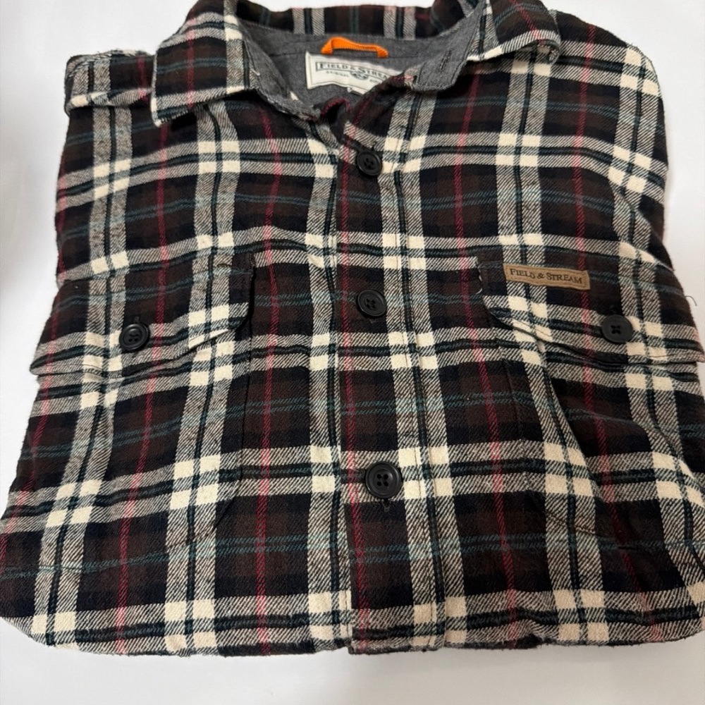Field & Stream Gray and Red Plaid Shirt